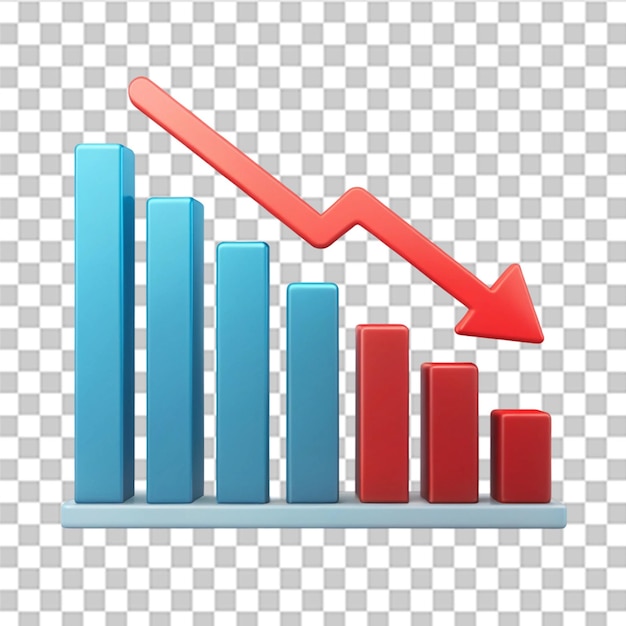 decrease analytics graph icon isolated on transparent background