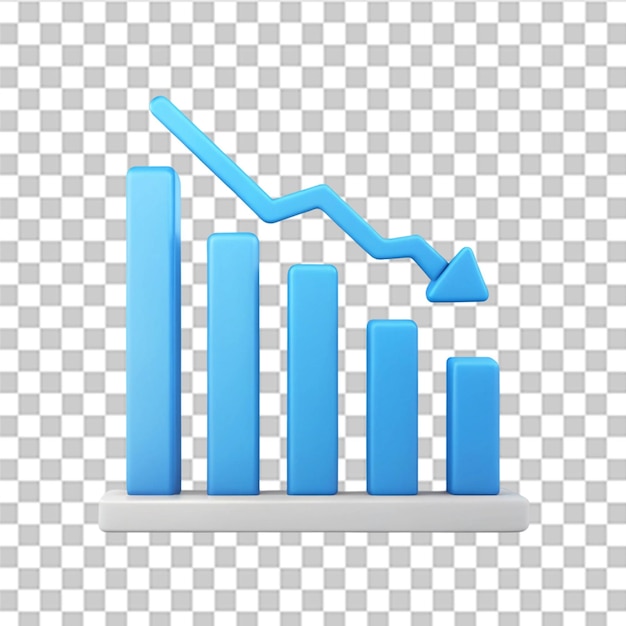 decrease analytics graph icon isolated on transparent background
