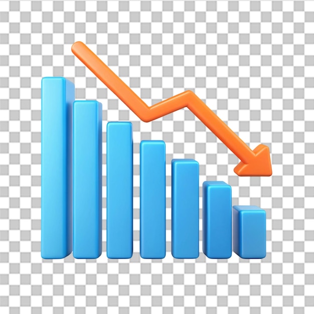 decrease analytics graph icon isolated on transparent background