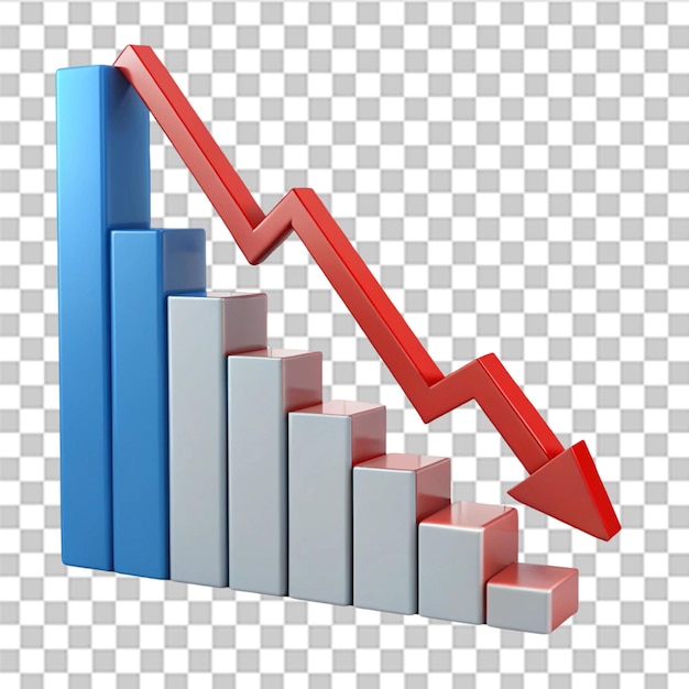 decrease analytics graph isolated on transparent background