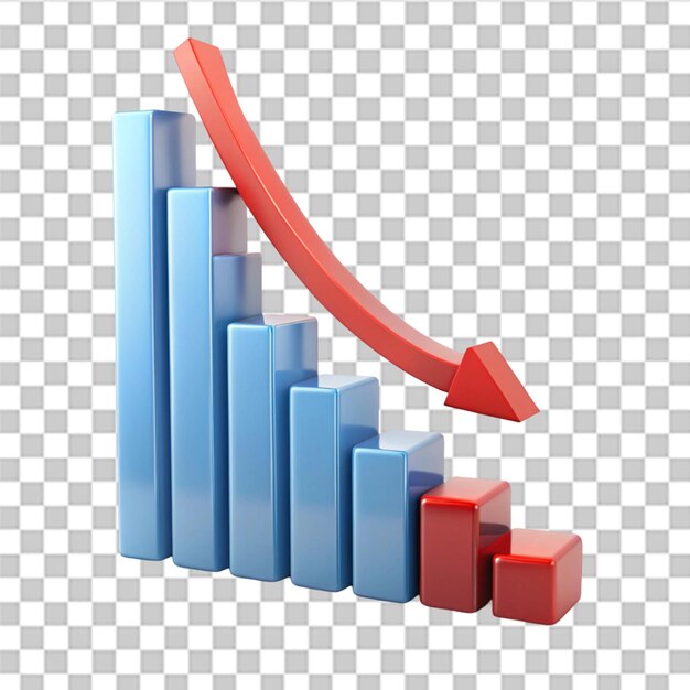 decrease analytics graph isolated on transparent background