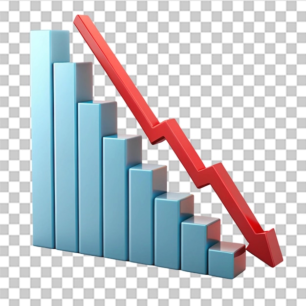 decrease analytics graph isolated on transparent background
