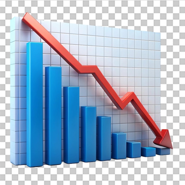 decrease analytics graph isolated on transparent background