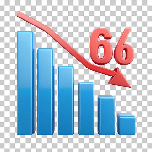 decrease chart graph icon isolated on transparent background
