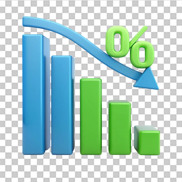 decrease chart graph icon isolated on transparent background