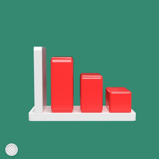 decrease graph 3d model cartoon style render illustration