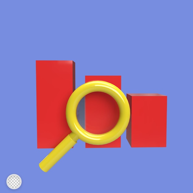 decrease graph icon 3d model cartoon style render illustration