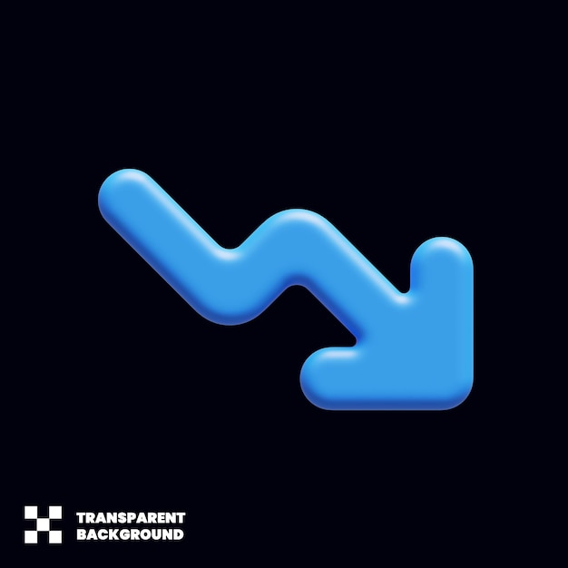 decrease growth arrow icon in minimalist 3d render