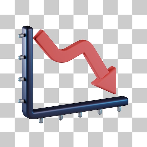 decrease line chart 3d icon