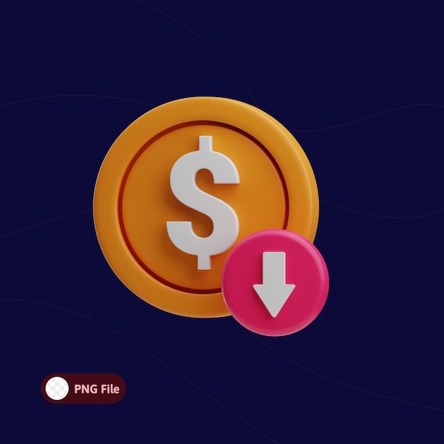 finance money object money on decrease in 3d illustration