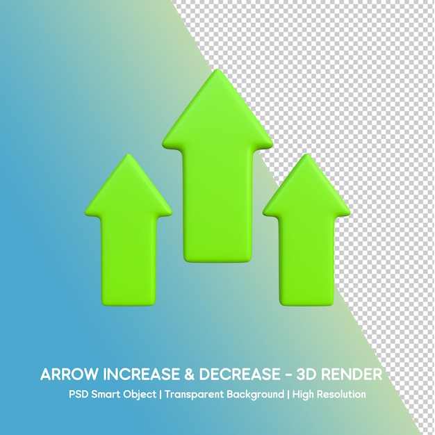 green 3d render arrows for increase and decrease