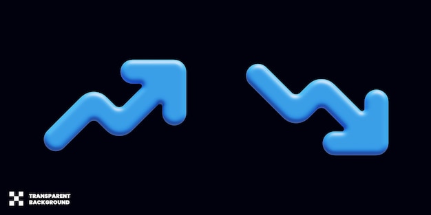 increase and decrease arrow set in minimalist 3d render