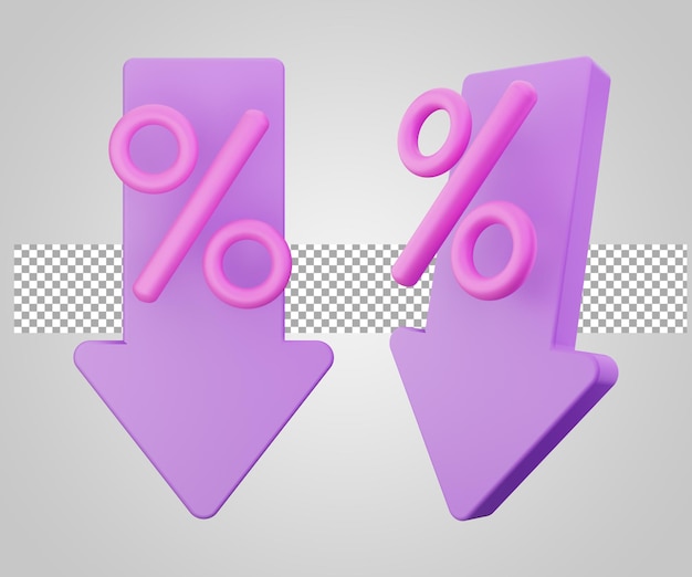 interest saving rate investment decrease on transparent background 3d render