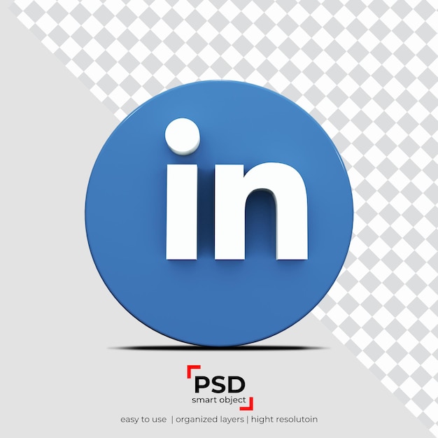 linkedin front view  application transparency background and floating objects