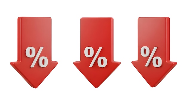 percentage decrease concept red arrows pointing down