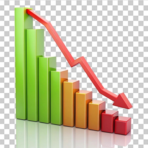 profits decrease graph isolated on transparent background