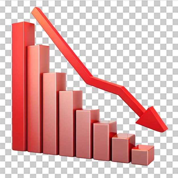 Profits Decrease Graph isoleret på transparent baggrund
