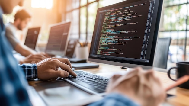programmers working on computer code