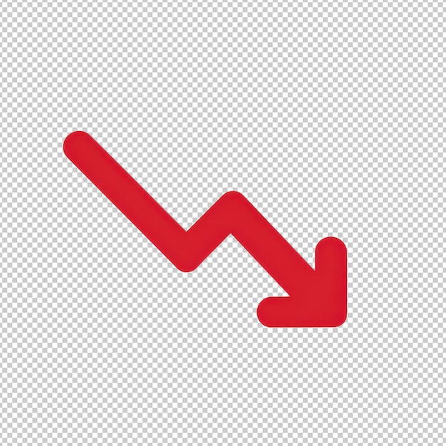 Red downward arrow indicating a decrease or loss
