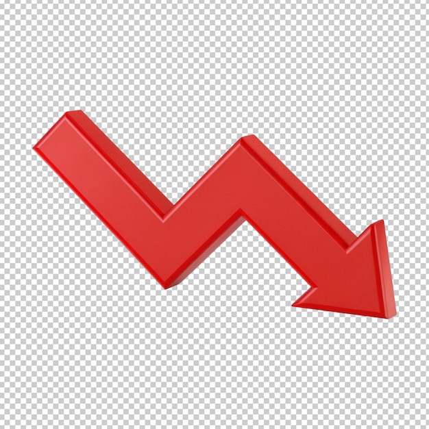 red downward arrow indicating a decrease or decline