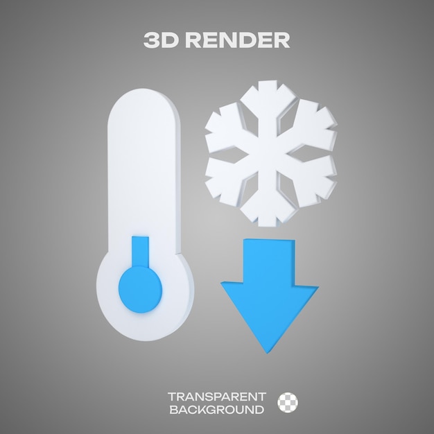 temperature decrease 3d render icon