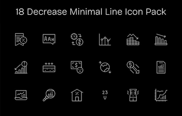 18 minimal line style icons decrease collection