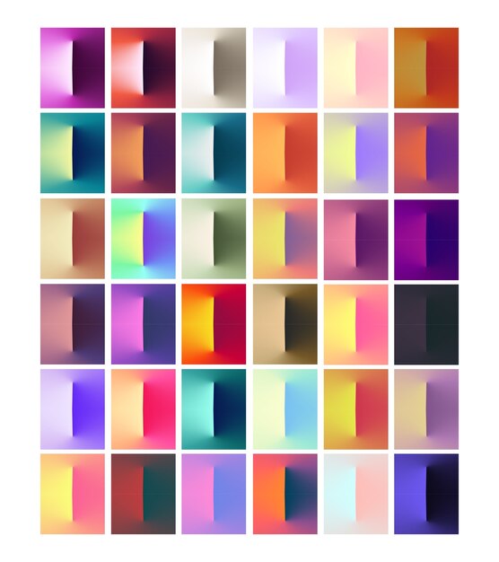 3d gradient rectangular blocks elements set