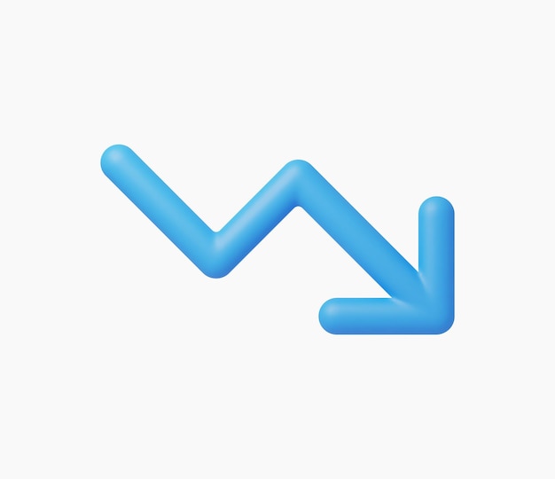 3d realistic trend down or decrease icon vector illustration