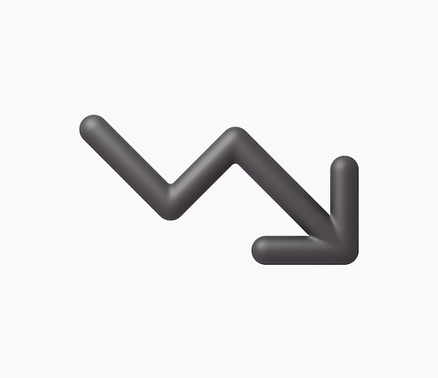 3d realistic trend down or decrease icon vector illustration