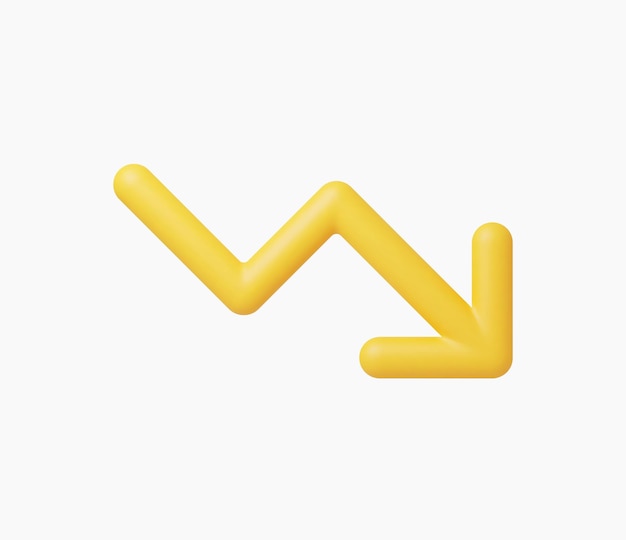 3d realistic trend down or decrease icon vector illustration