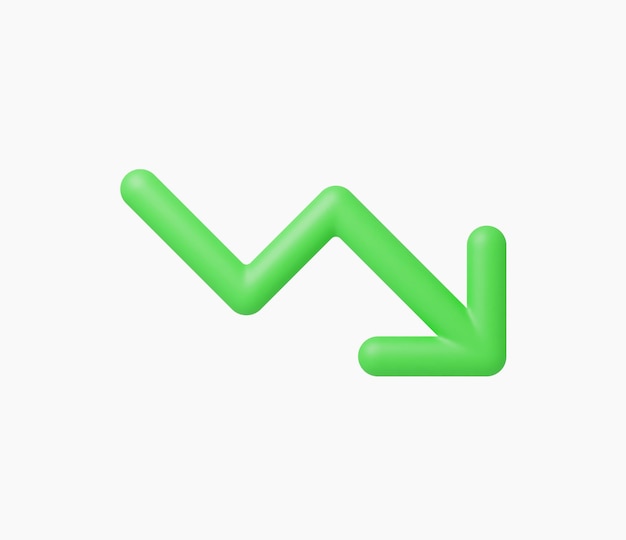 3d realistic trend down or decrease icon vector illustration