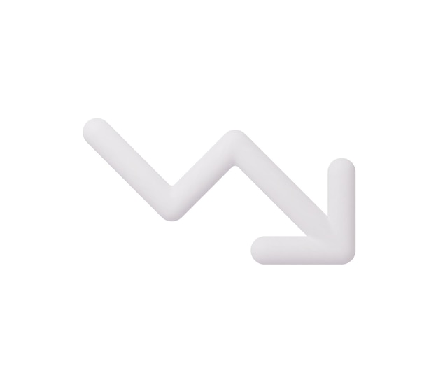3d realistic trend down or decrease icon vector illustration