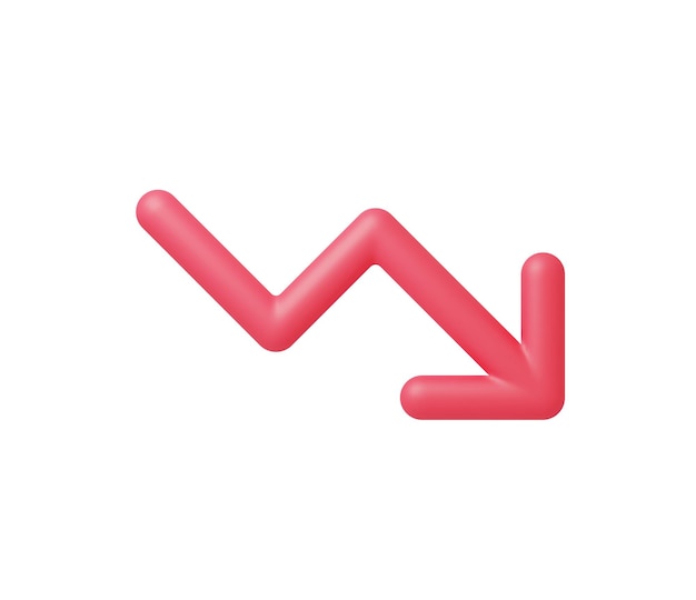 3d realistic trend down or decrease icon vector illustration