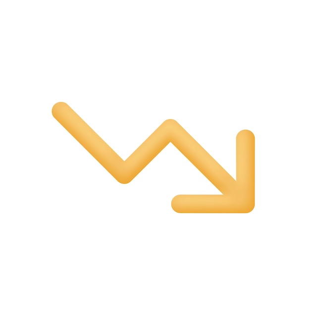 3d realistic trend down or decrease icon vector illustration