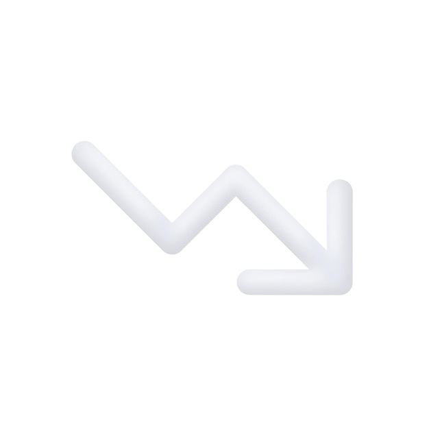 3d realistic trend down or decrease icon vector illustration