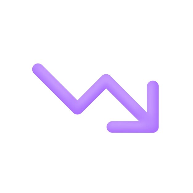 3d realistic trend down or decrease icon vector illustration