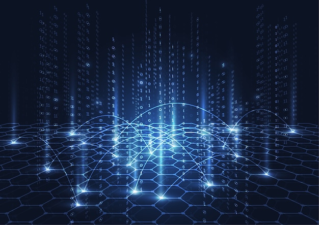 abstract falling binary code in the matrix technology