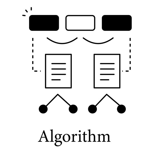 algorithm icon for data processing logic and software development