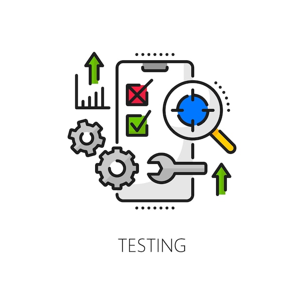 app develop and testing software coding icon