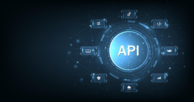 application programming interface api on blue background