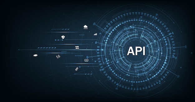 application programming interface api on blue background