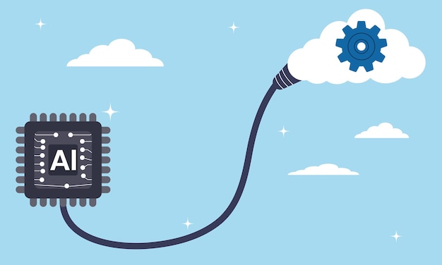 artificial intelligence chip connected to cloud computing cloud computing concept