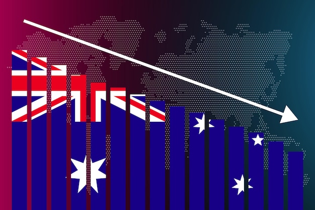 australia bar chart graph decreasing values crisis and downgrade news banner fail and decrease