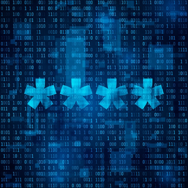 authorization concept, password. binary code