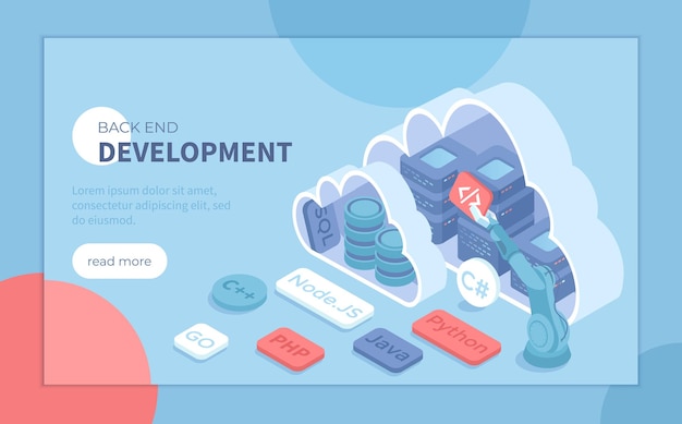 back end development coding software engineering programming languages server racks and database