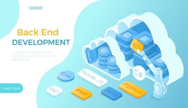 back end development coding software engineering programming languages server racks and database