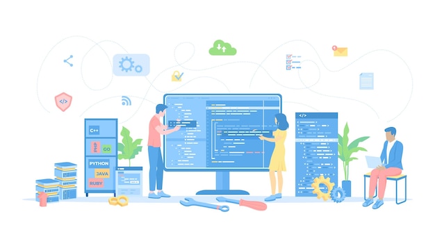 back end development coding testing software engineering programming languages team of programm