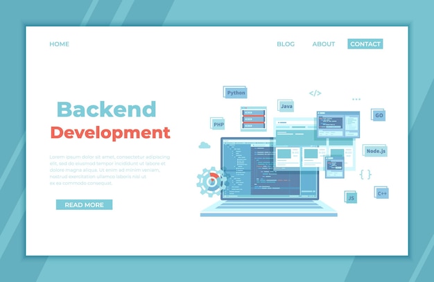 backend development coding software engineering programming languages program code on laptop sc