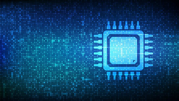 background with processor cpu microprocessor or chip made with binary code