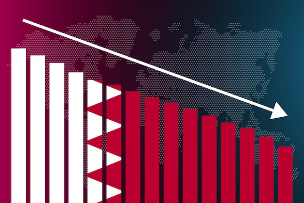 bahrain bar chart graph decreasing values crisis and downgrade news banner fail and decrease
